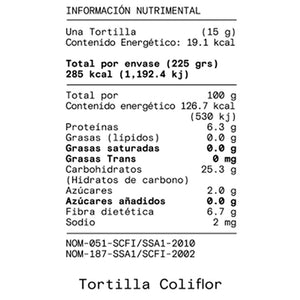 Tortilla de Coliflor sin Gluten, Adamá 225 g