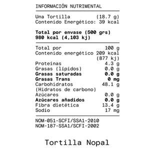 Tortillas de Nopal sin Gluten, Adamá 500 g