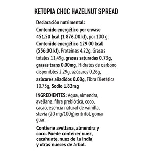 Helado de Chocolate Hazelnut Keto, Ketopia 370 ml.